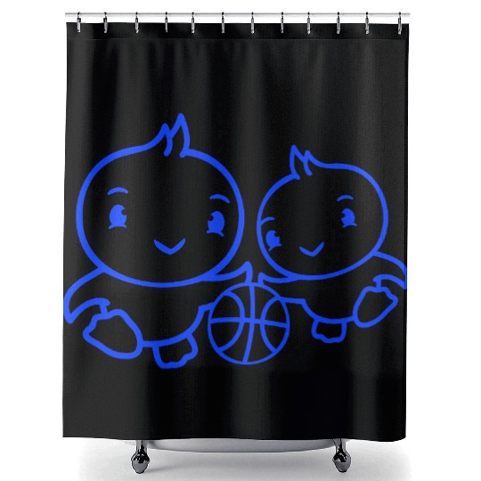 2 Birds Playing Basketball Together Fun Sport Cute Shower Curtains