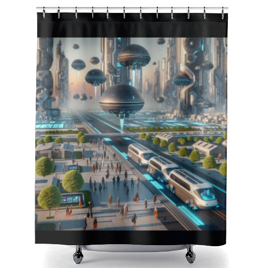 Futuristic Cities & Vehicles Shower Curtains