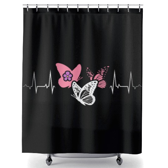 Lesbian Heartbeat Butterflies Pink Cute Pride Shower Curtains