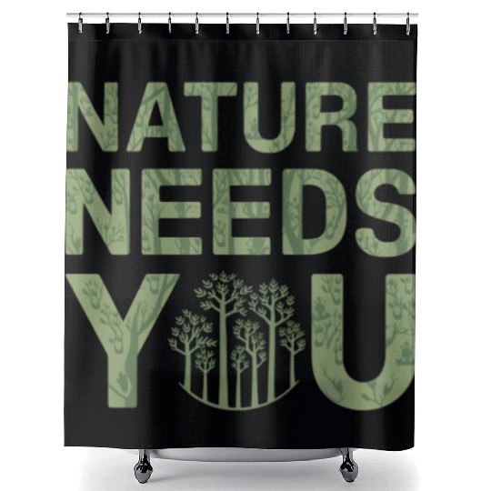 Nature Needs You Earth Day Shower Curtains