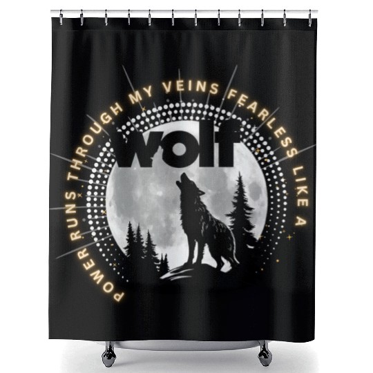 Fearless Wolf Full Moon Shower Curtains