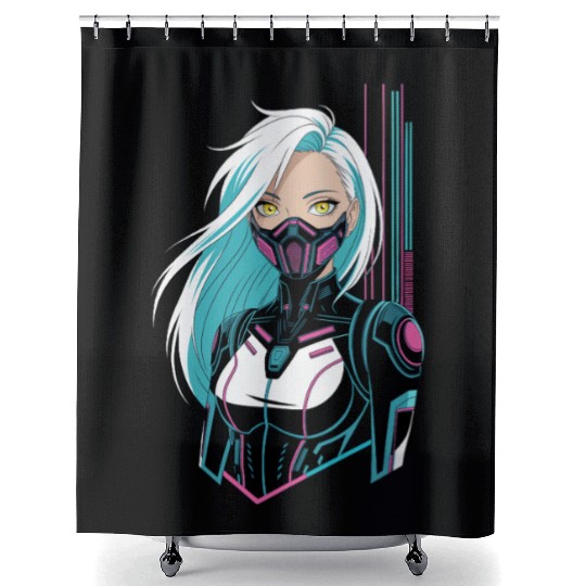 Cyberpunk Girl Shower Curtains
