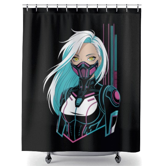 Cyberpunk Girl Shower Curtains
