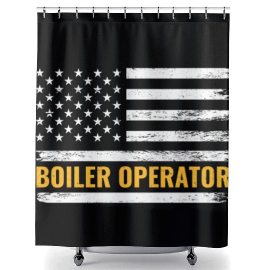 Boiler Operator American Flag Work Pride Shower Curtains