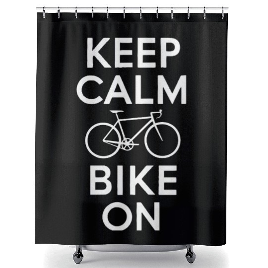 Keep Calm and Bike On Shower Curtains