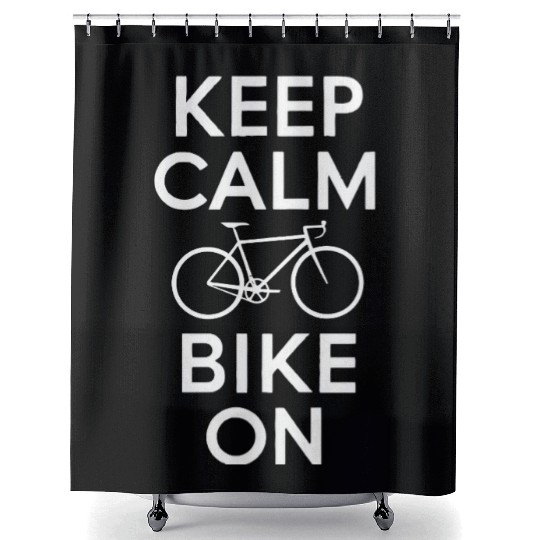 Keep Calm and Bike On Shower Curtains
