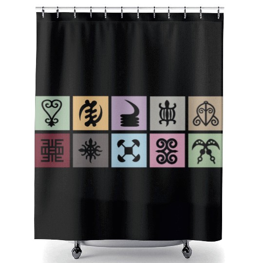 West African Adinkra Symbols Grid Shower Curtains