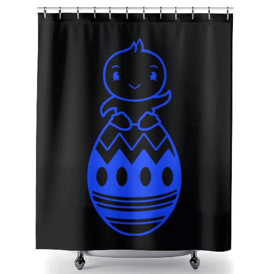 Chick Sits On Giant Easter Egg Waving Easter Sweet Shower Curtains