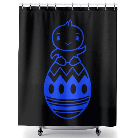 Chick Sits On Giant Easter Egg Waving Easter Sweet Shower Curtains
