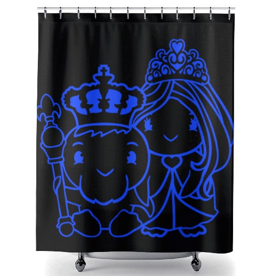 2 Ducks King Queen Prince Princess Couple Crown Shower Curtains