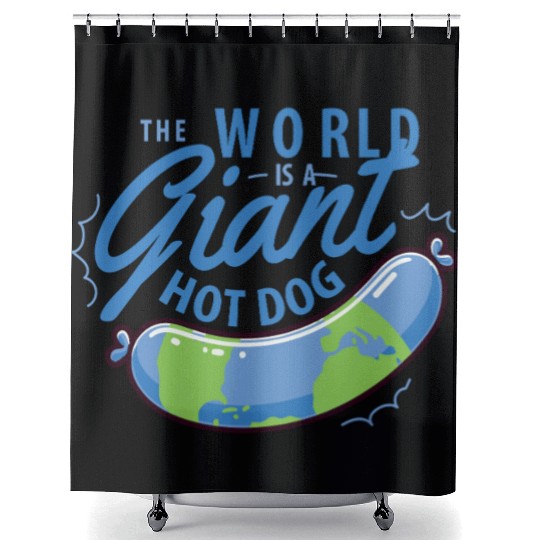 The World Is A Giant Hotdog Shower Curtains