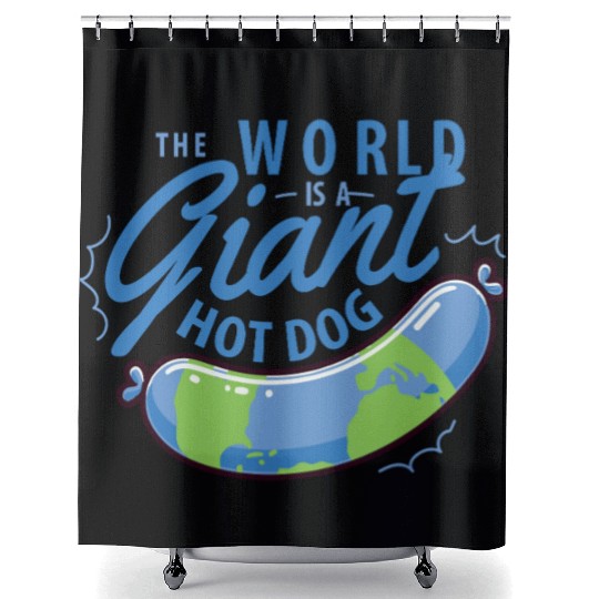 The World Is A Giant Hotdog Shower Curtains