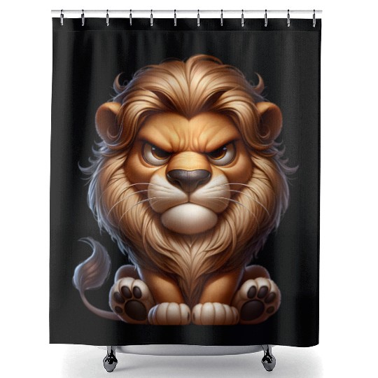 Cute Angry Lion Shower Curtains