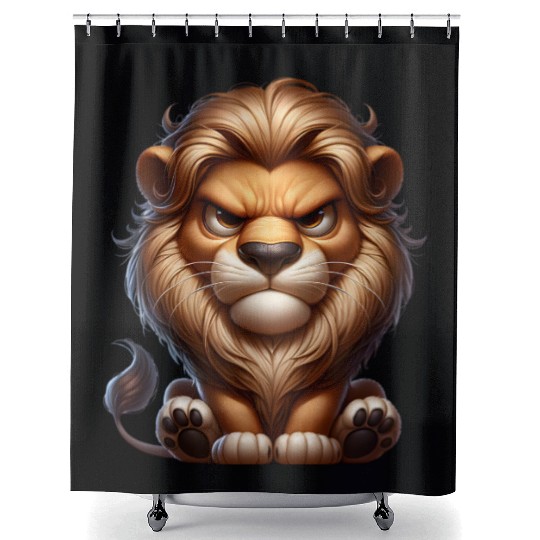 Cute Angry Lion Shower Curtains