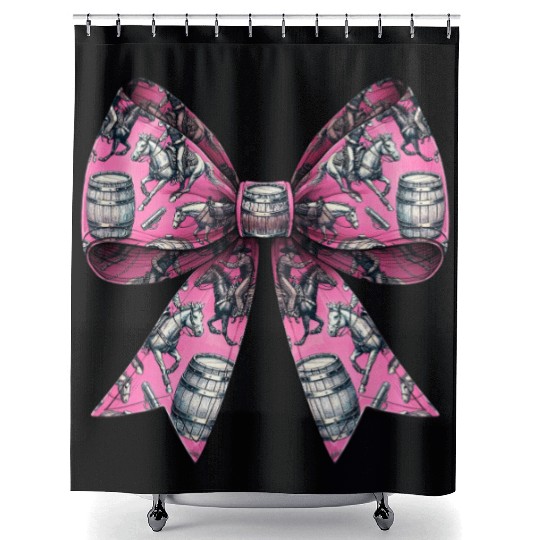 Coquette Bow Barrel Racer Barrel Racing Rodeo Shower Curtains