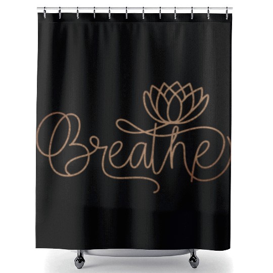 Breathe Lotus Design Mindfulness Wellness A Shower Curtains