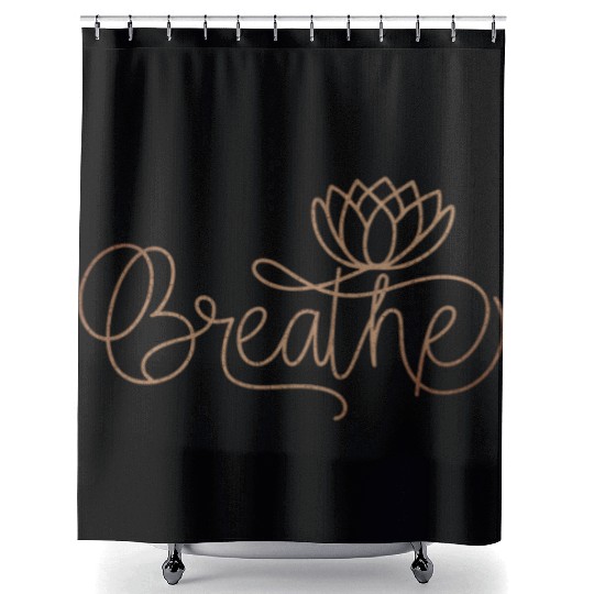 Breathe Lotus Design Mindfulness Wellness A Shower Curtains