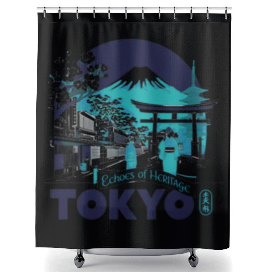Tokyo Skyline with Mount Fuji Shower Curtains