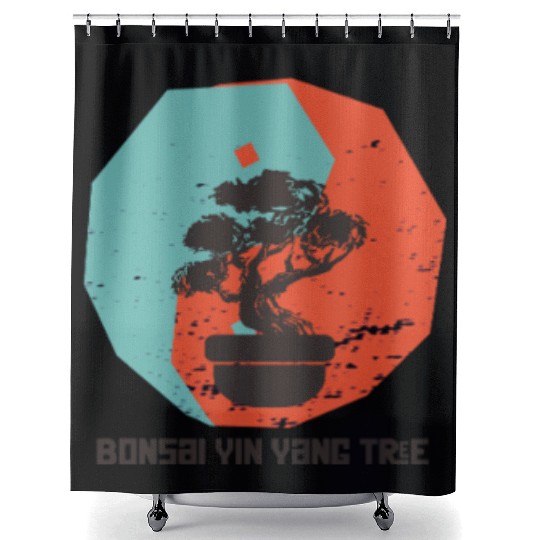 Bonsai Yin Yang Tree Meditative Art Shower Curtains