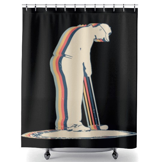 Mini Golf Golfer Golfing Miniature Golf Retro Shower Curtains