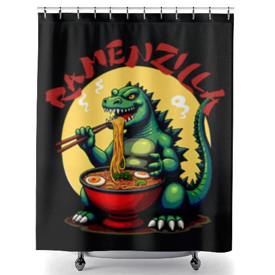 RamenZilla Ramen Noodle Loving Kaiju Monster Shower Curtains