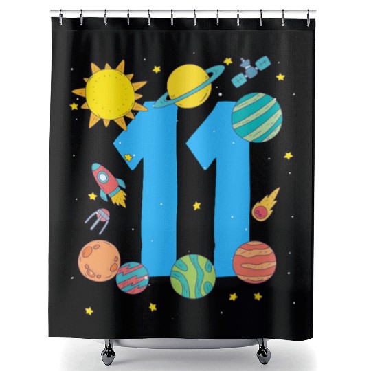 Space Adventure Number 11 Birthday Cosmos Shower Curtains
