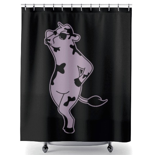 Elegant Cow Model Silhouette Farm Shower Curtains