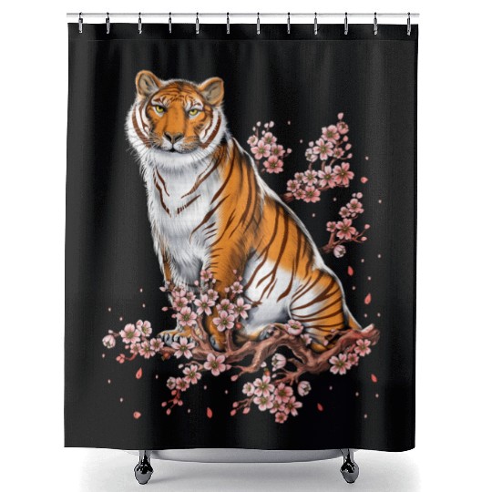 Cherry Blossom Tiger Shower Curtains