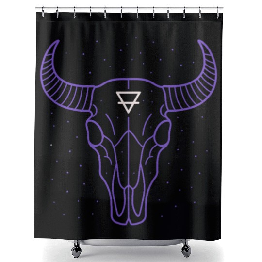 Earth Symbol Bull Skull | Mystic Minimal Art Shower Curtains