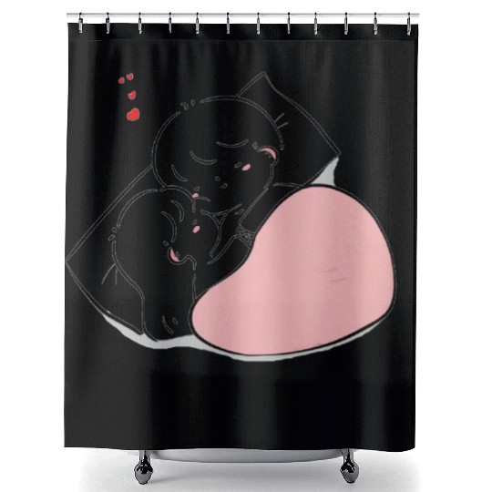 Cartoon Couple Sweet Love Stickers Shower Curtains