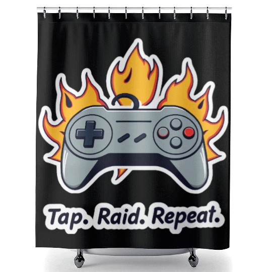 Tap. Raid. Repeat. – Retro Gamer Controller On Fir Shower Curtains