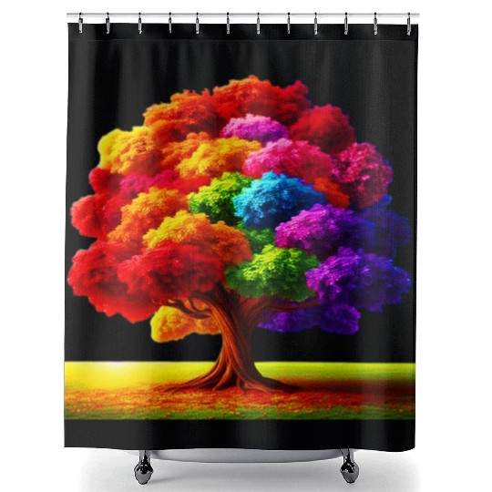 Rainbow colours Spectrum Tree Shower Curtains
