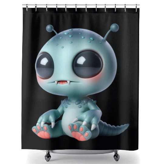 Galactic Alien with Cosmic Aura Shower Curtains
