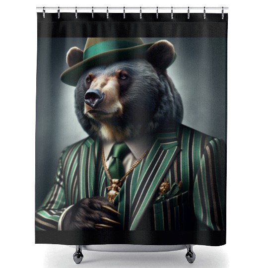 Money Gangster Bear Shower Curtains