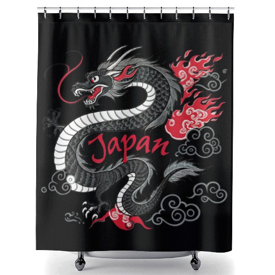 Majestic Japanese Dragon Tattoo Style Art design Shower Curtains