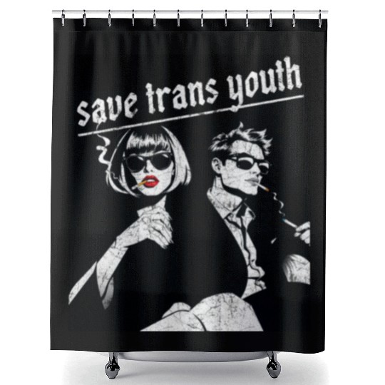 Save trans youth classic vintage Shower Curtains