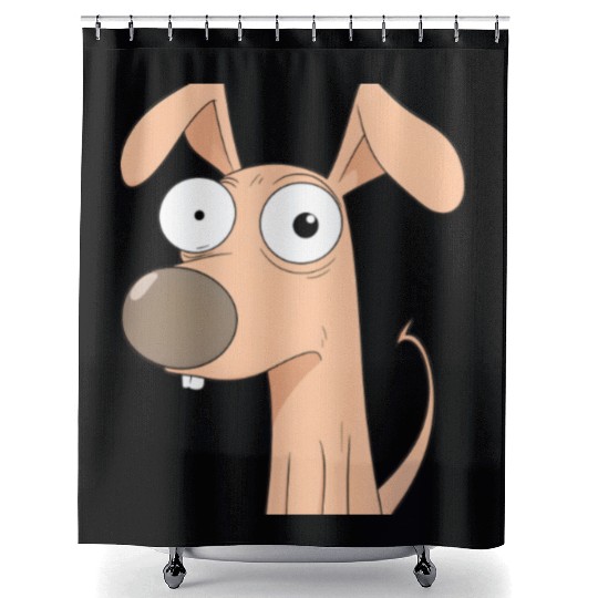 Goofy Cartoon Dog with Bulging Eyes Shower Curtains