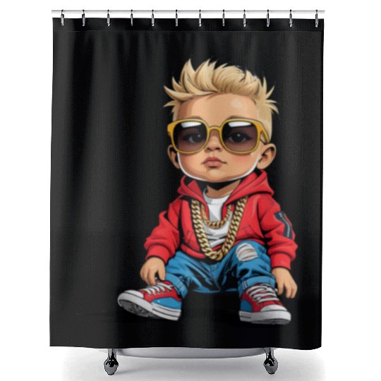 Lil' Vibe – Hip-Hop Toddler Vector Art Shower Curtains