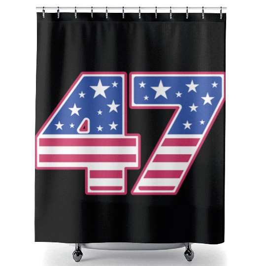 Number 47 in Stars and Stripes Shower Curtains
