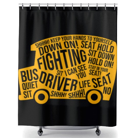 School Bus Driver Funny Yellow Bus Shower Curtains