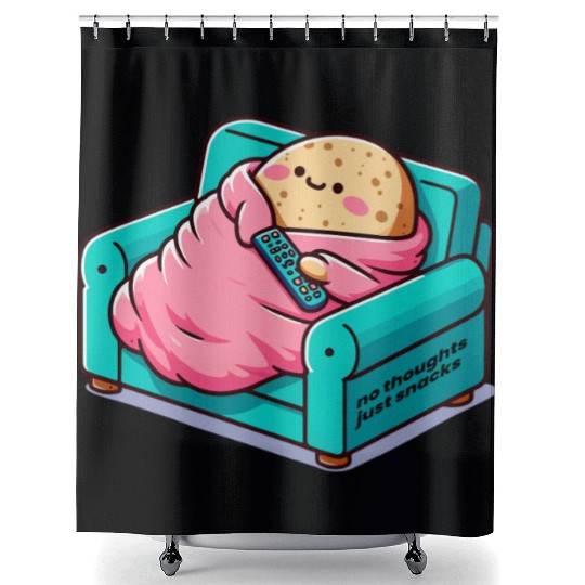 no thoughts just snacks Shower Curtains