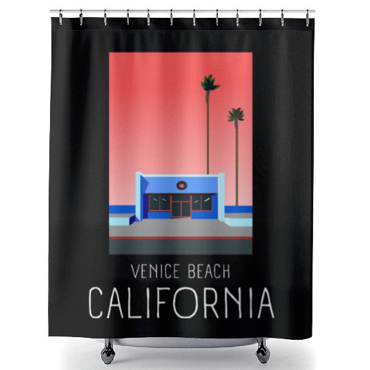 Retro Venice Beach California Shower Curtains