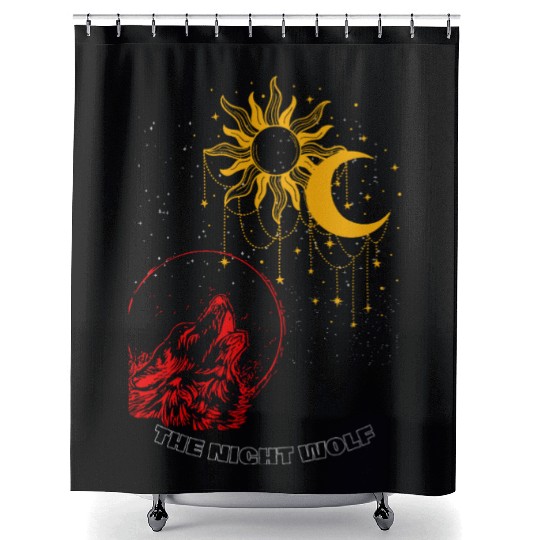 "Night Wolf – Lunar Howl Graphic Shower Curtains"
