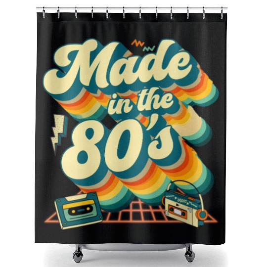 made in the 80s retro groovy Shower Curtains