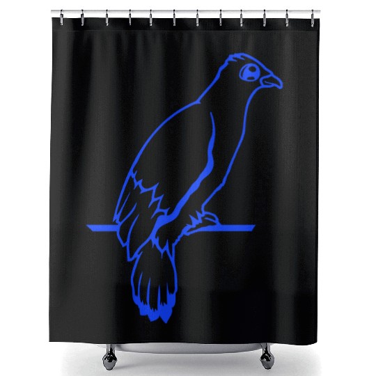 Bird raven dove sitting cable hawk eagle birdie Shower Curtains