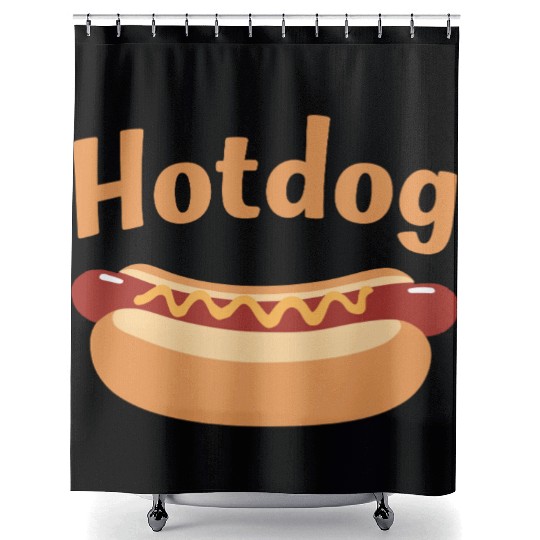 Hotdog Love in black and white look Shower Curtains