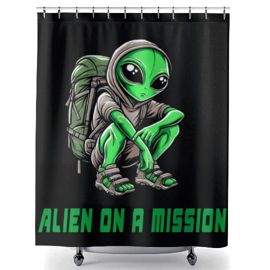 Alien On Mission Shower Curtains