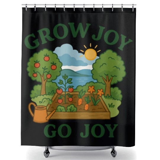 Grow Joy Go Joy Garden Nature Quote Shower Curtains