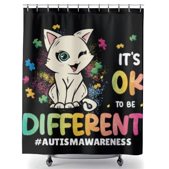 Support Autistic Adults Kids Autism Different Cat Shower Curtains