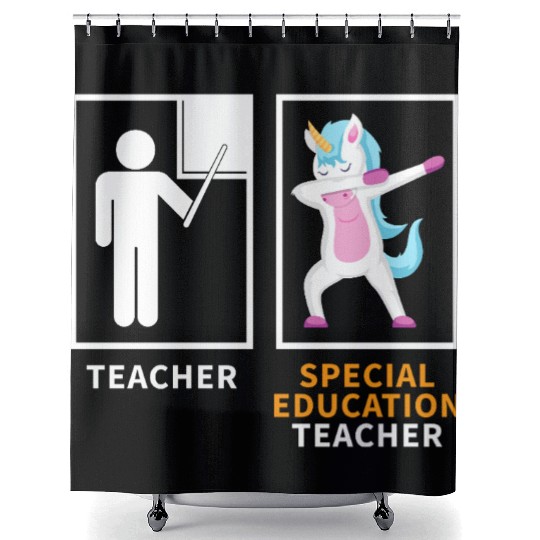 Special education teacher dabbing unicorn Shower Curtains